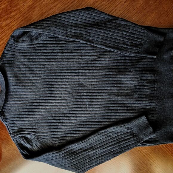 Johnny Collar Long Sleeve Sweater Polo Black Size Small - Picture 2 of 6